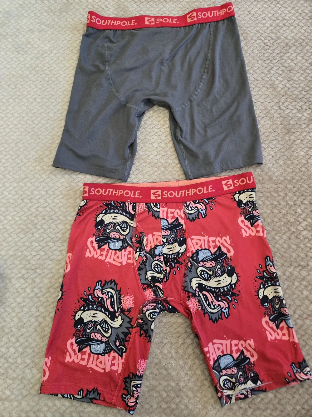 South Pole Men’s 2-Pack Boxer Briefs – Red & Gray Medium